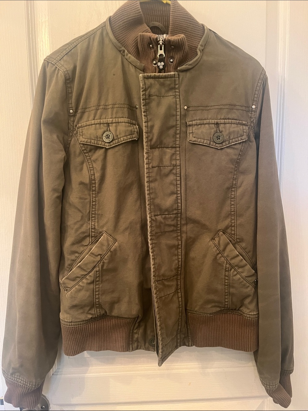 TNA Olive Cotton Maverick Bomber Jacket